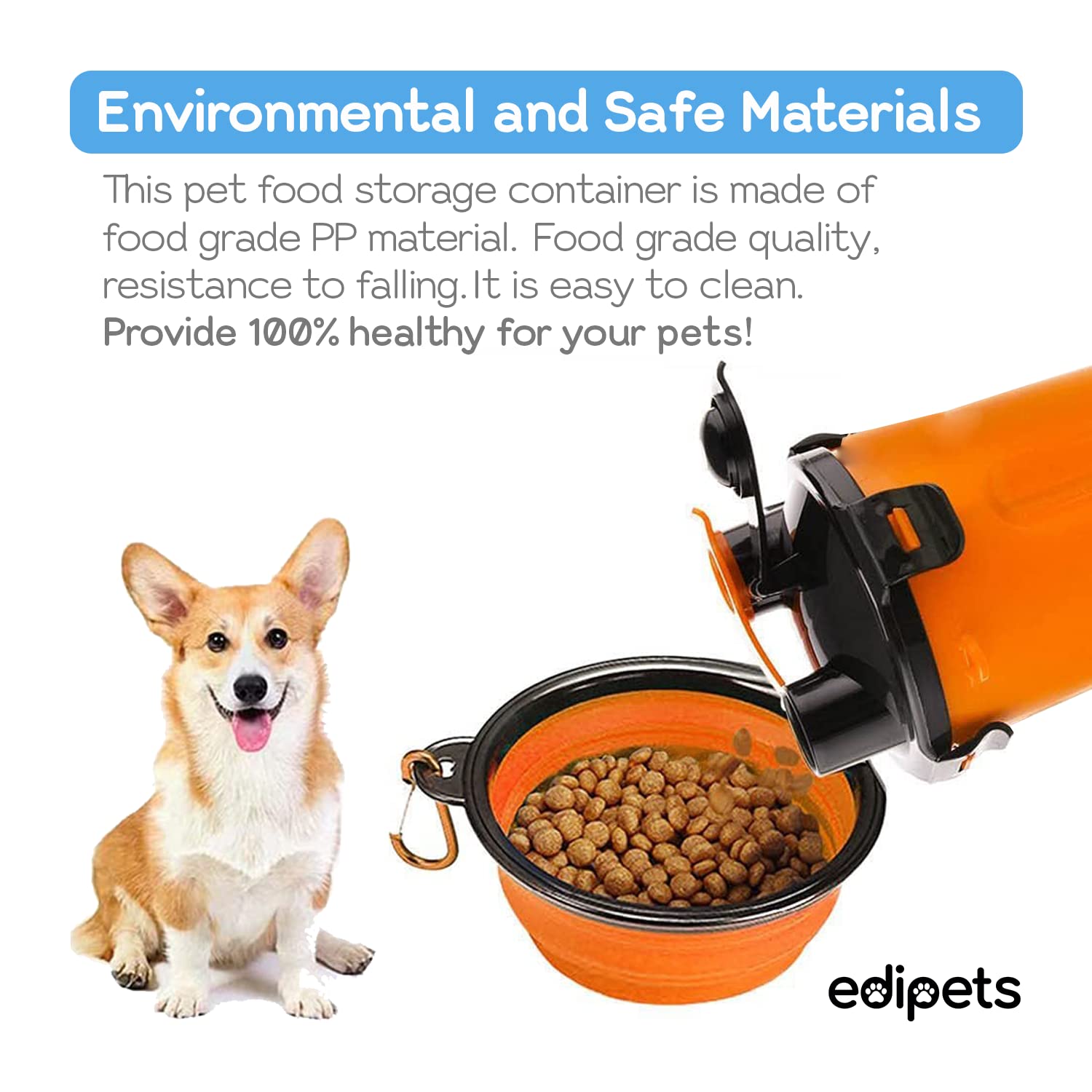Edipets 3-in-1 Trinkflasche Für Hunde - 500 Ml, Auslaufsicher, Mit Kotbeutelspender, Perfekt Für Spaziergänge & Reisen