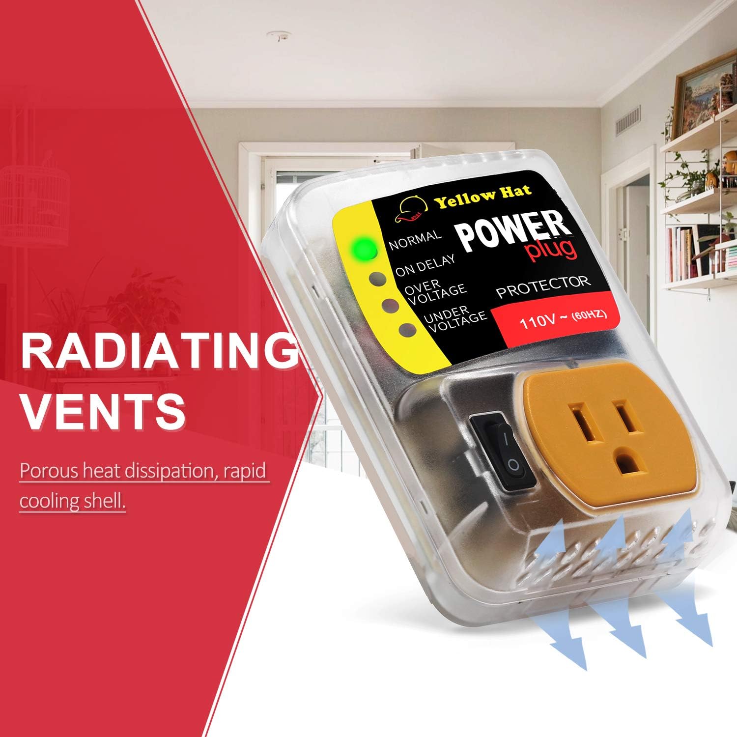 Surge Protector,Voltage Protector for Home Appliance, Voltage Brownout Outlet 110V 15A 2200 Watts Black - Image 6