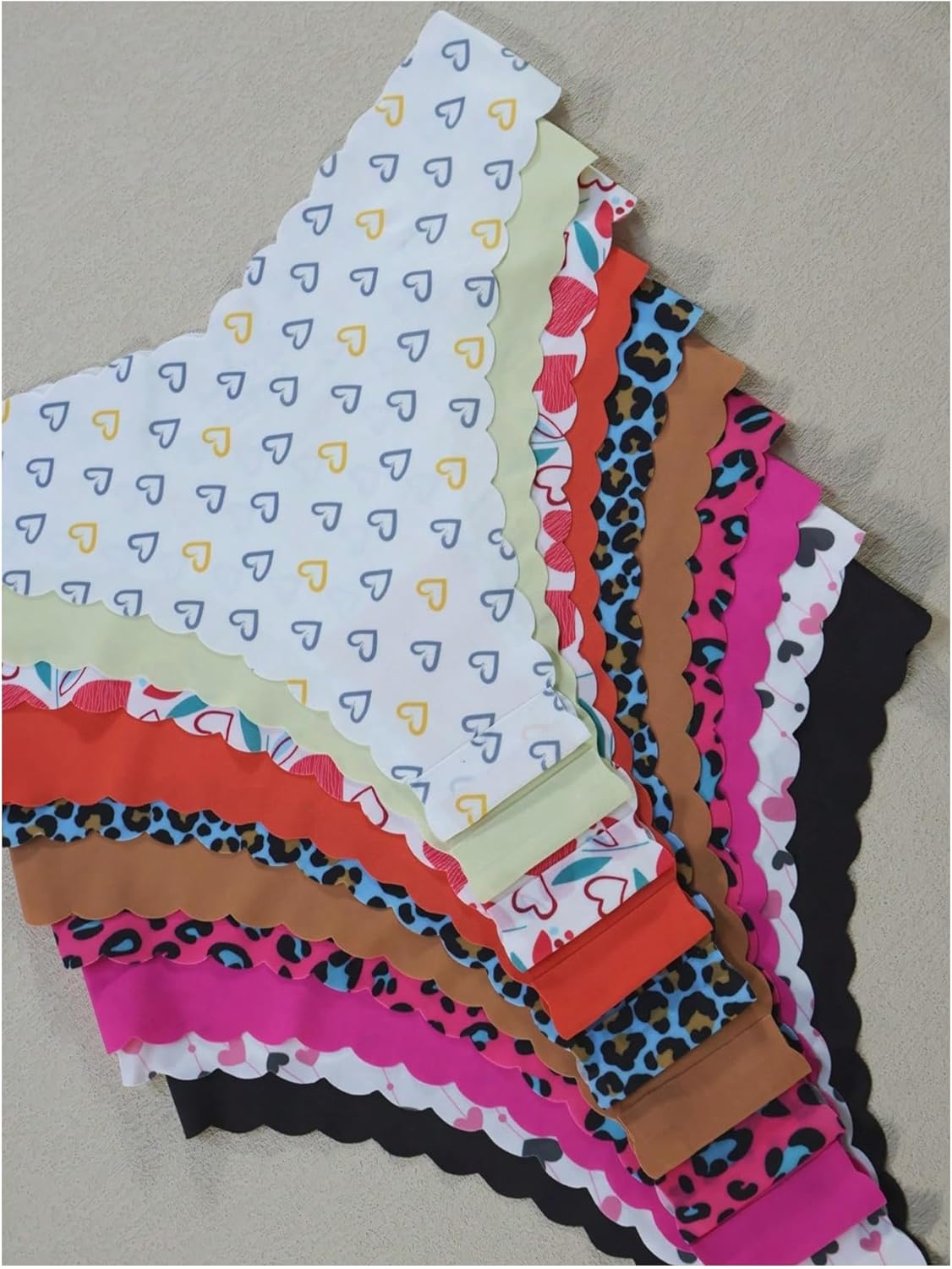 Women's 10 Pack Thongs Set Leopard Print Seamless Brief Floral Scallop Mid Rise No Show Panty Set - Image 3