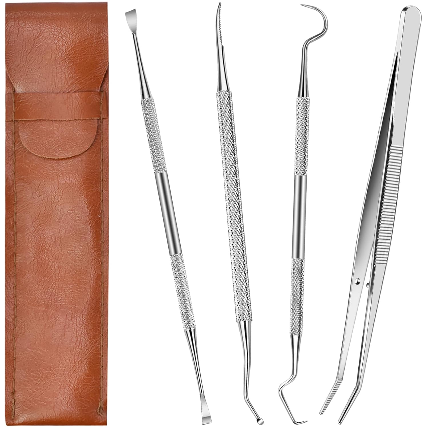 Niura Dental Tools Kit 5 PC 304 Stainless Steel Teeth Cleaning Set with File Hook Spatula Forceps Professional
