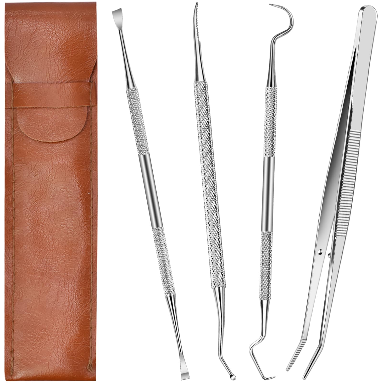Niura Dental Tools Kit 5 PC 304 Stainless Steel Teeth Cleaning Set with File Hook Spatula Forceps Professional