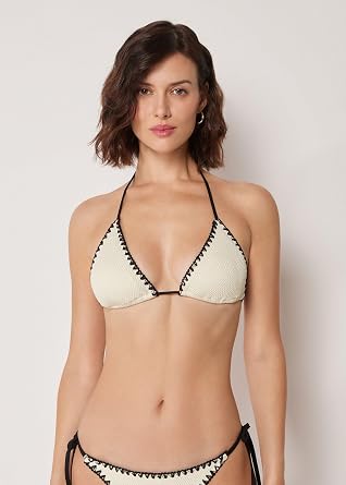 CALZEDONIA Woman's Triangle Swimsuit Top Bicolor Embroidery