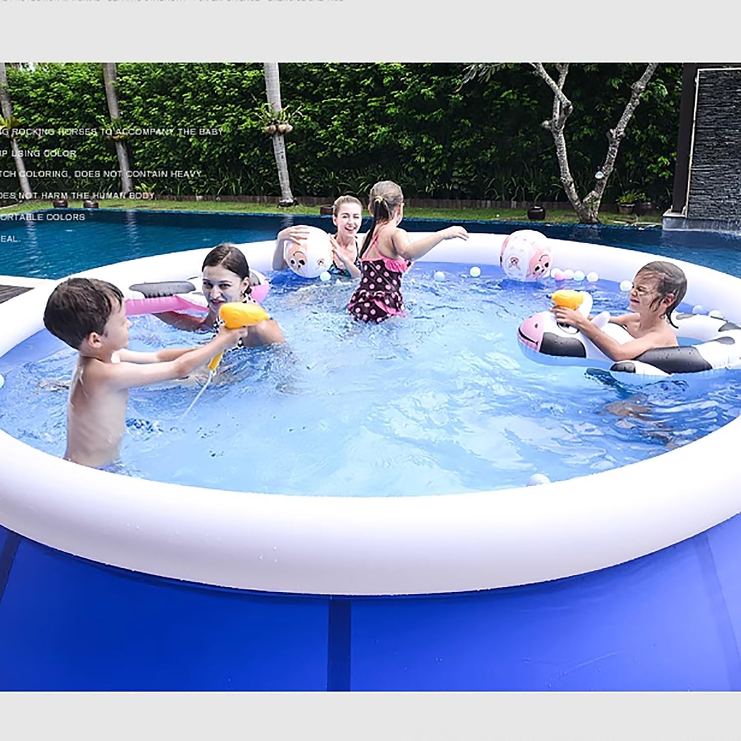 Above Ground Inflatable Swimming Pool Set Large Baby and Toddler Swimming Pool for Kids for Outdoor, Garden, Backyard, Lawn, Summer Water Party(183x76cm/6x2.5ft)