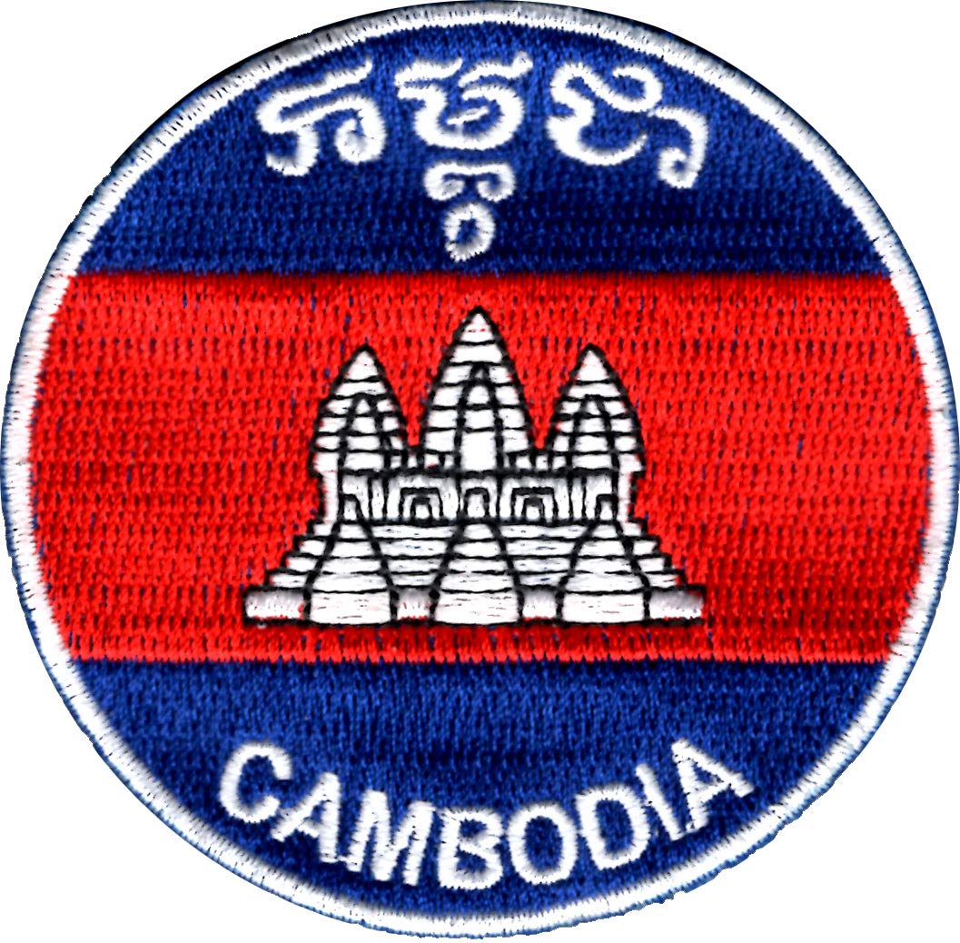 Cambodia Round Flag Patch Embroidery Sweing Badge 7cm x 7cm Imported from Malaysia