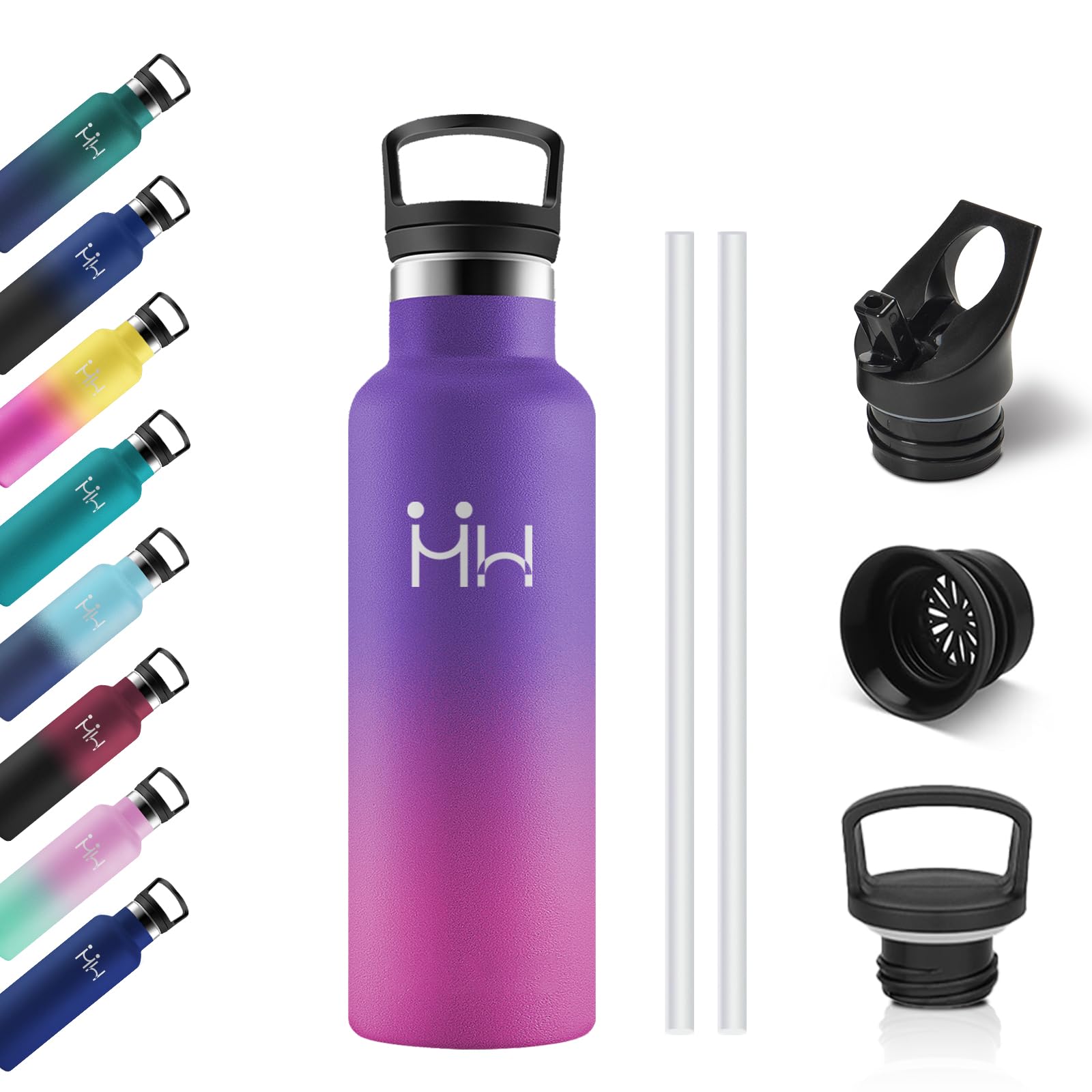 Children's Insulated Water Bottle, 500 ml, Stainless Steel Water Bottle, Leakproof and Reusable, Drinking Bottles with Straw, BPA Free, Water Bottle for Travel, School, Children, Adults, Sports