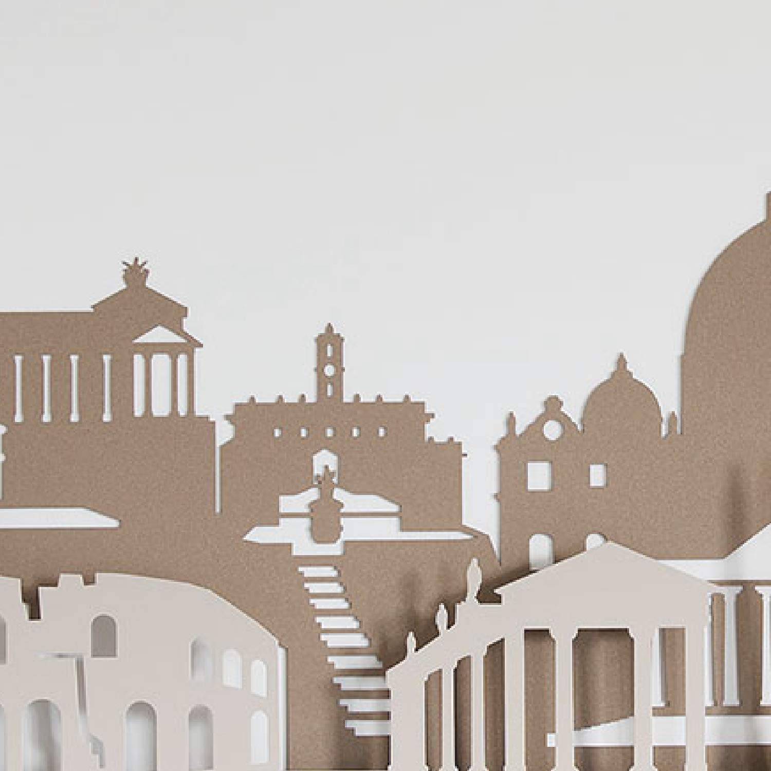 Arti & Mestieri Roma - Pannello Decorativo di Design 100% Made in Italy - in Ferro, 140 x 4 x 50 cm - Bianco, Beige e Nocciola