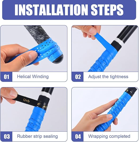 Agarre de Raqueta de Bádminton - 4 Pcs Antideslizante Raqueta de Tenis Cinta - 110 × 25 mm, Transpirables y Antideslizantes para Raquetas de Bádminton y Tenis (Blanco, Azul, Verde Fluorescente, Negro) - 4