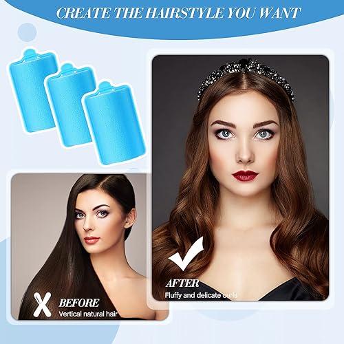 Miniatura 7 de 18 rodillos de esponja para el cabello, rizadores de pelo grandes de espuma suave de 1.575 in, rizadores de peluquería de gran tamaño para mujeres y