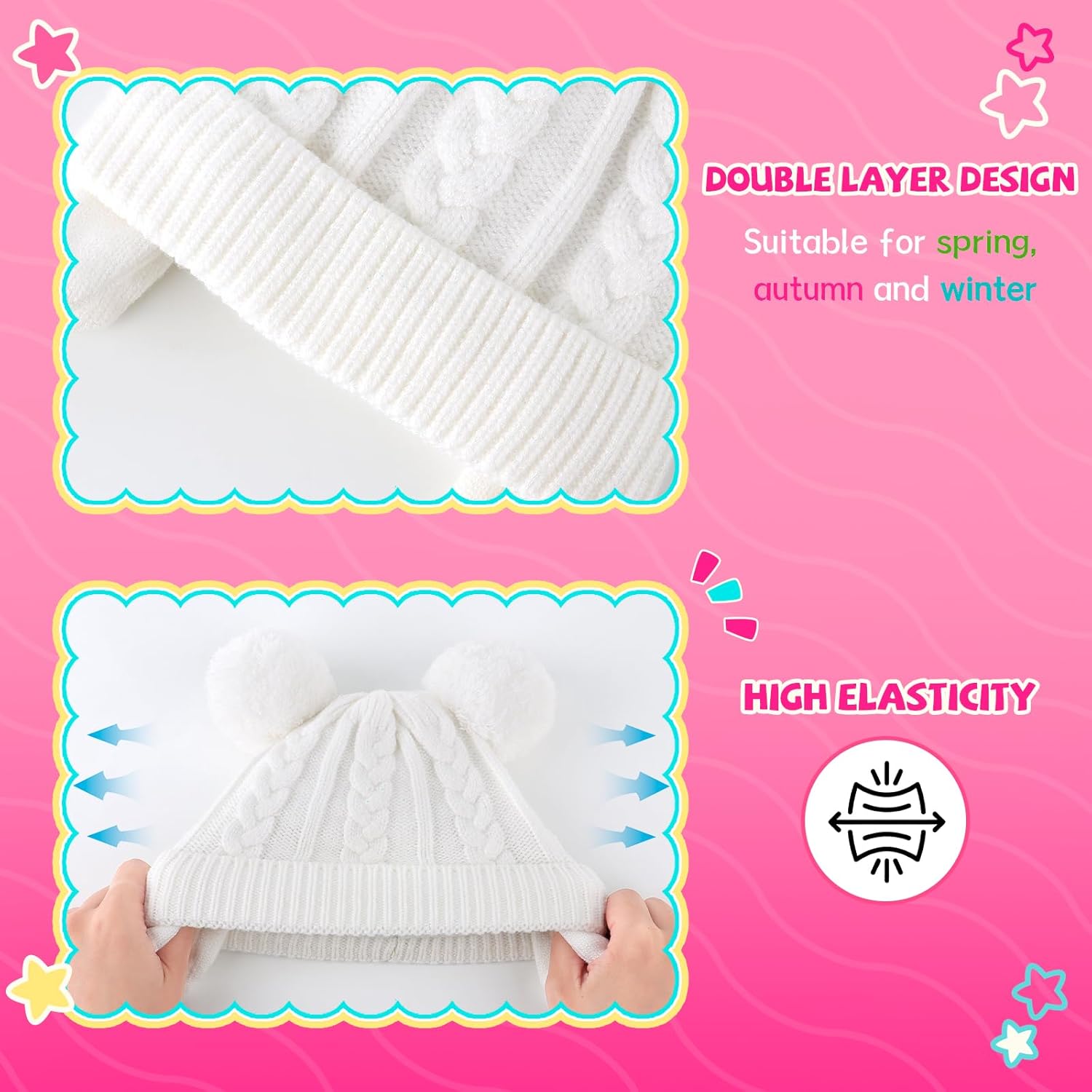 Duoyeree Toddler Winter Hat with Earflap Scarf Hood Thick Warm Kids Skull Cap for Baby Girls Boys - Image 4