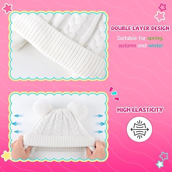 Duoyeree Toddler Winter Hat with Earflap Scarf Hood Thick Warm Kids Skull Cap for Baby Girls Boys