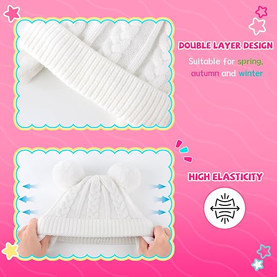 Duoyeree Toddler Winter Hat with Earflap Scarf Hood Thick Warm Kids Skull Cap for Baby Girls Boys