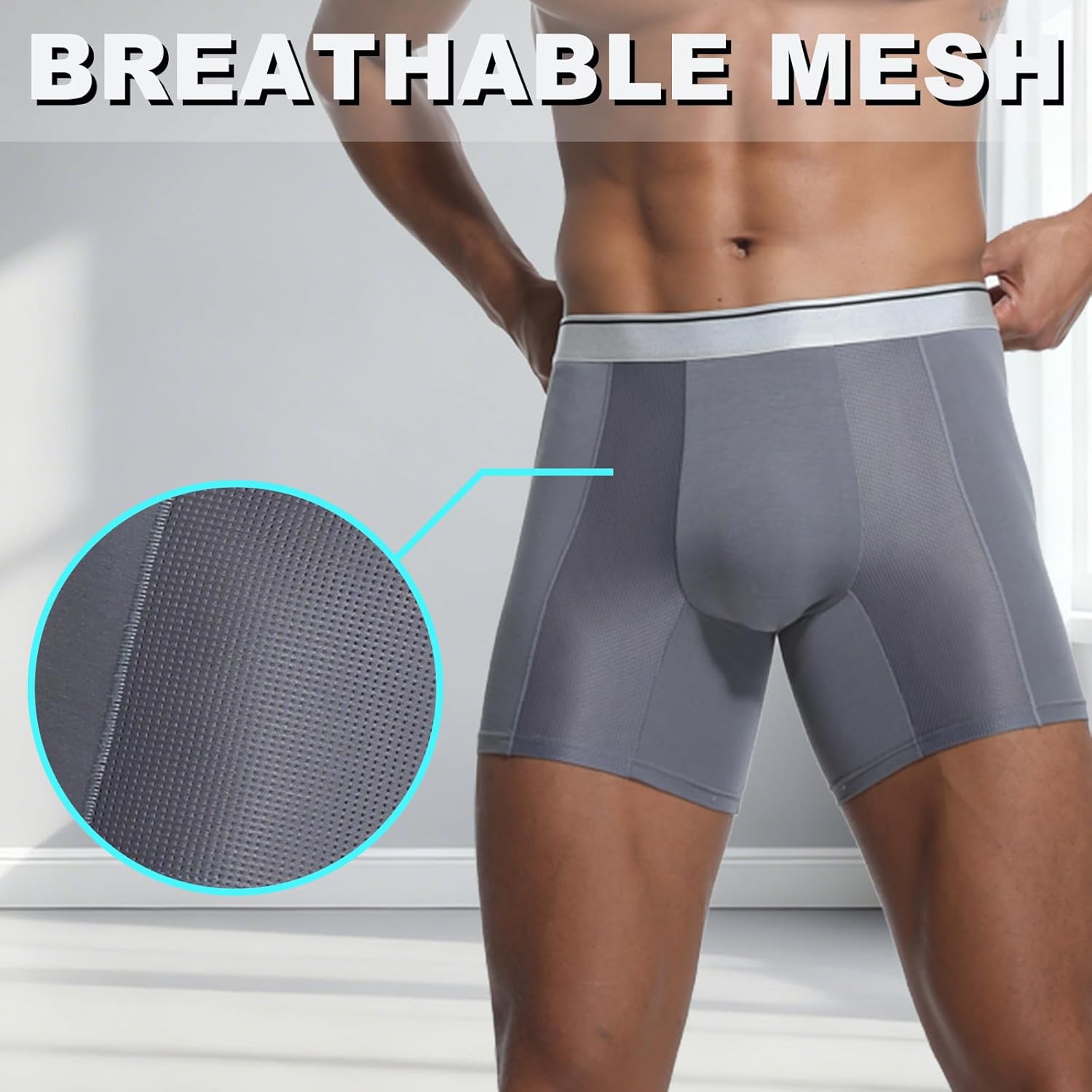 Men's Boxer Breifs Underwear, Mesh Breathable Underwear with Comfortflex Waistband, Moisture Wicking Boxers for Men - Image 2