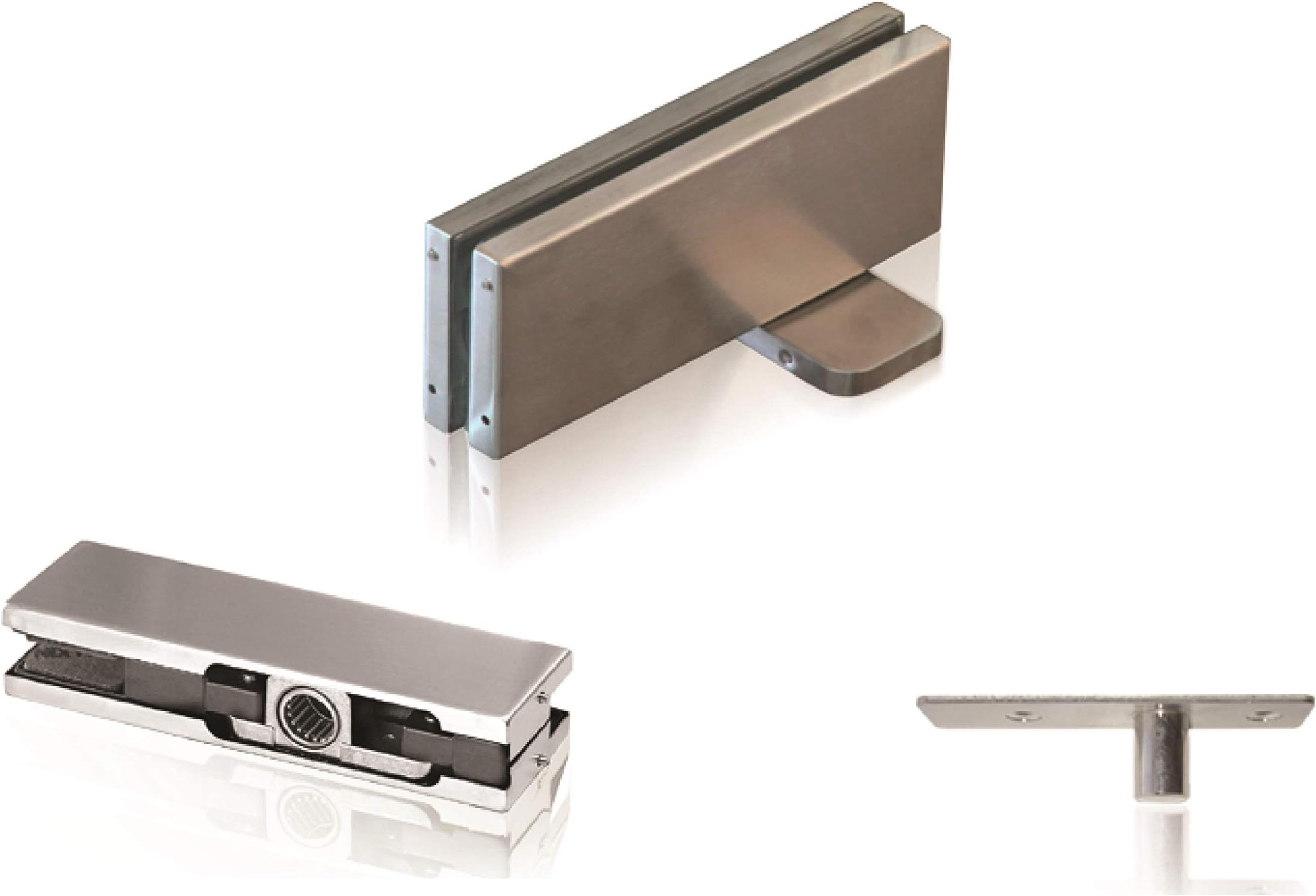 NHN Hydraulic Self Closing Pivot Door Closer (Hold Open) for Glass Door + Top Patch + Top Pivot, No Floor Digging … (Hold Open/DW 30–39inch, Stain Stainless Steel)
