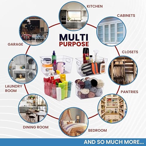 Miniatura 5 de Contenedores de almacenamiento de plástico transparente con tapas, perfectos para organización de cocina o organización y almacenamiento de