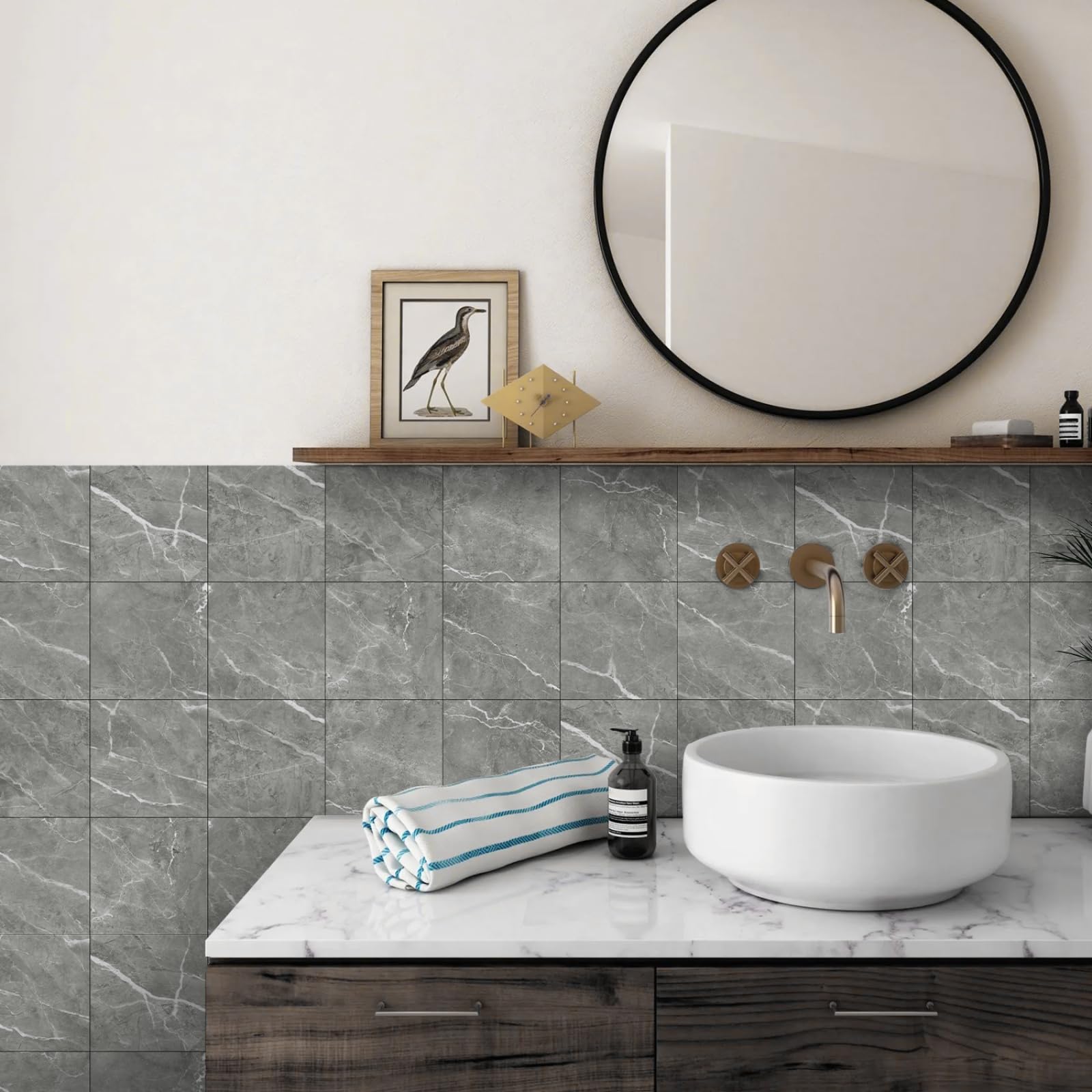 Azulejos Adhesivos Cocina Gris Azulejos Pegatinas Decorativas,Pegatinas De Pared Pvc Impermeable Autoadhesiva,Diy Para Baño Del Hogar