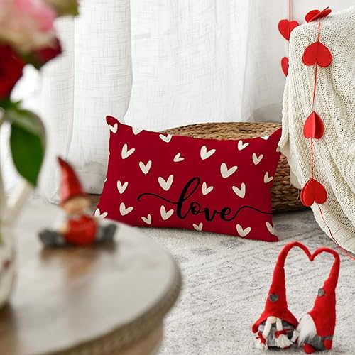 Miniatura 3 de AVOIN colorlife Funda de almohada roja para el día de San Valentín 12 x 20 pulgadas decoración de aniversario y boda para el sofá