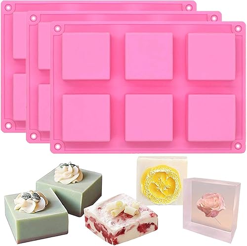 Funshowcase Molde de silicona cuadrado de 6 cavidades para tartas, teacake, chocolate, postres, pastel de queso, pan de maíz, brownie, blanco,