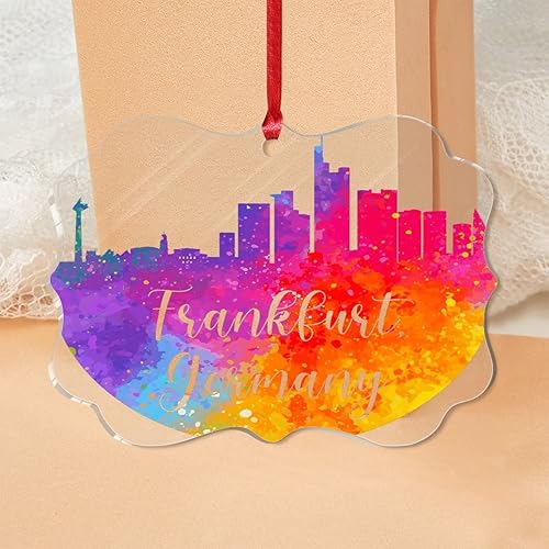 Miniatura 2 de Alemania - Frankfurt - Adornos de Navidad de recuerdo de viaje, serie de héroes, adorno redondo para árbol de Navidad, recuerdo de mapa estatal,