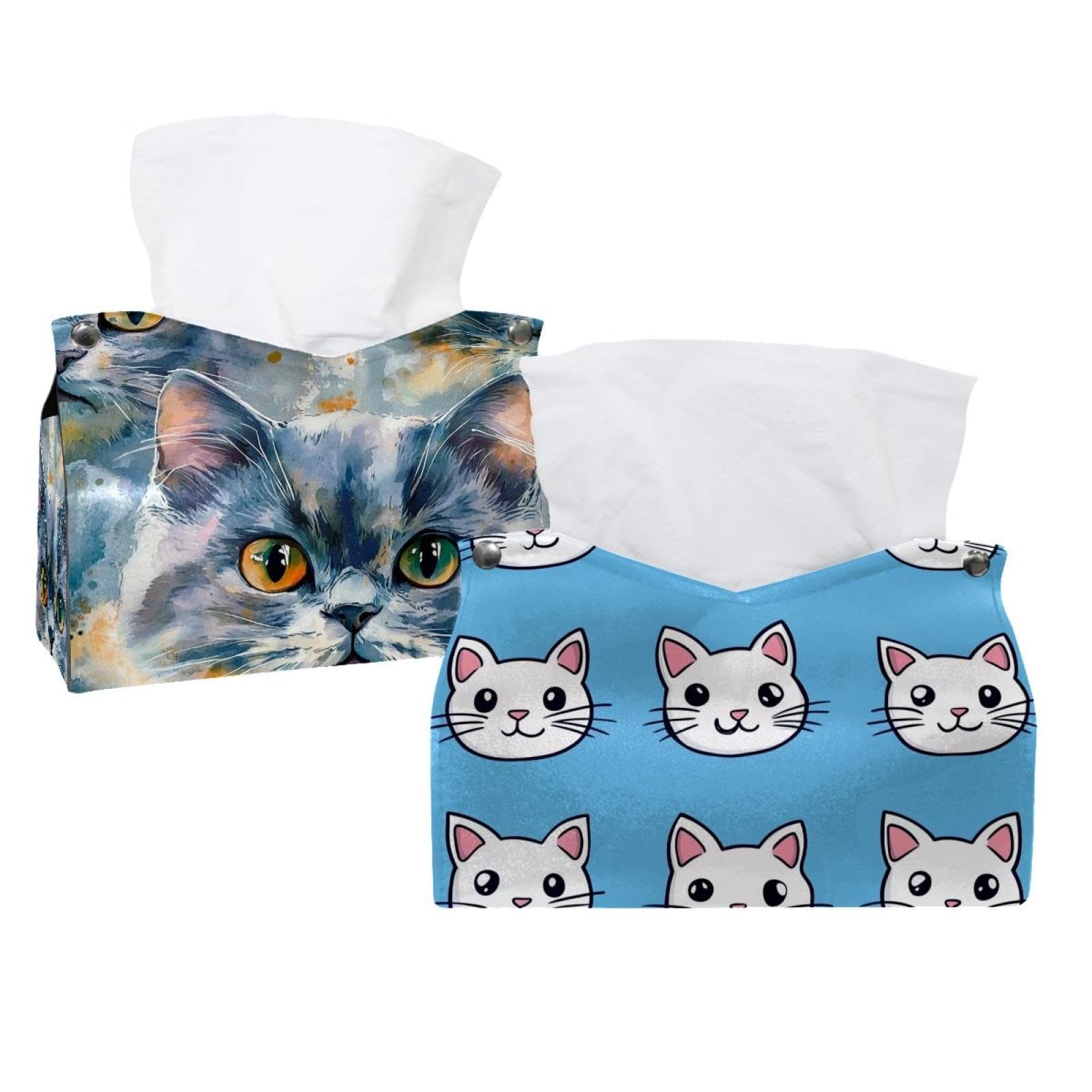 Boîte à mouchoirs en cuir chat pour sublimer la salle de bain et le salon