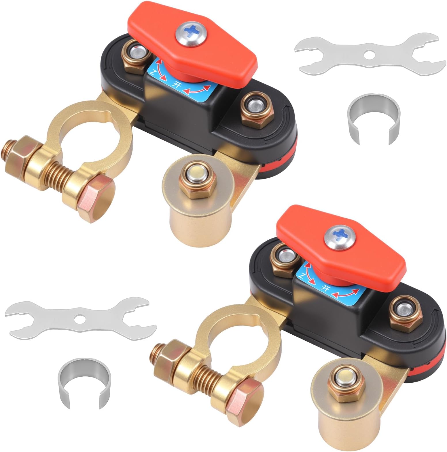 2 Pcs Car Battery Power Cut-Off Switch Breaker Adjustable Copper Stable Transmission High Conductivity 12V 24V Disconnect Switch Smart Car Switches for Cars RV Boat Truck