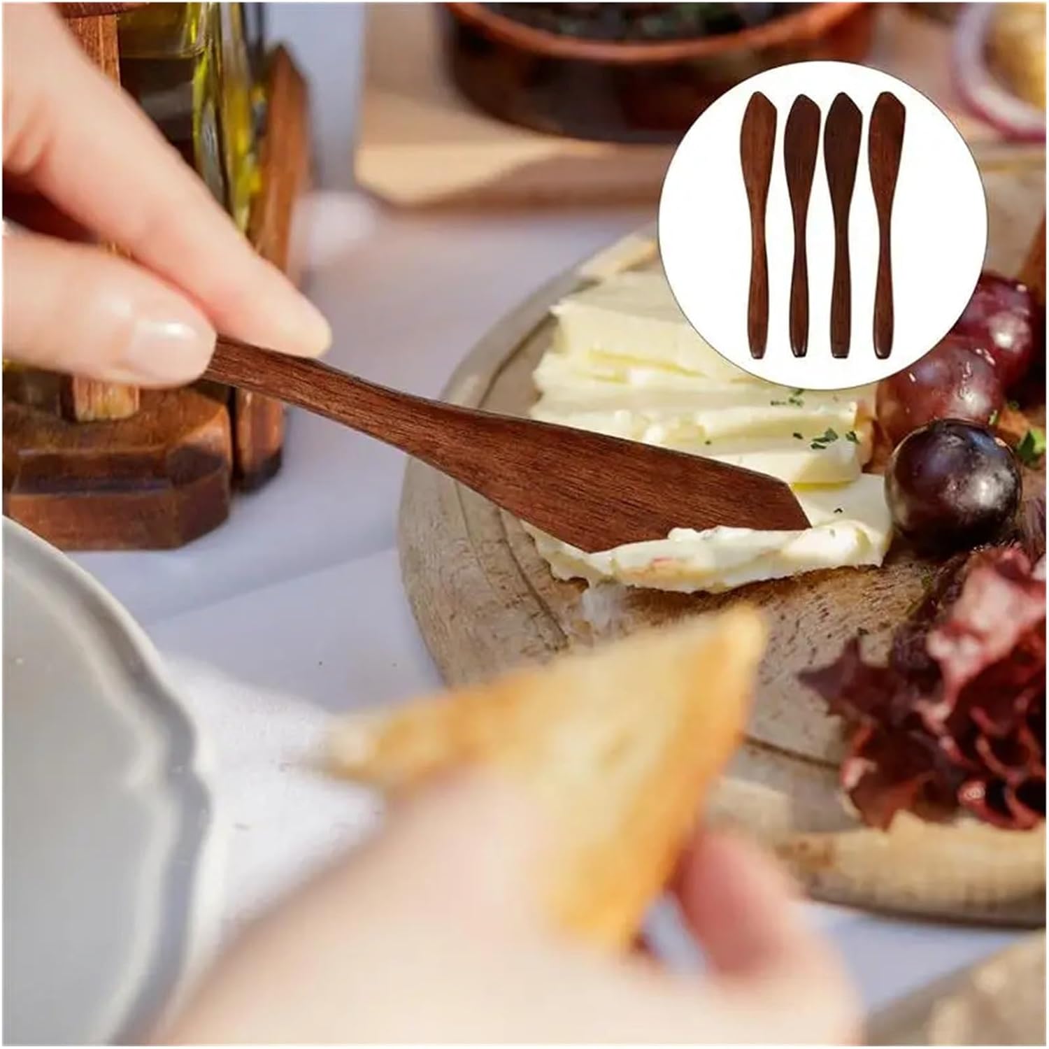 Fit for 4pcs Wooden Dish Set - Cheese Spreader and Cake Knives Kitchen Utensil Set for Serving and Spreading