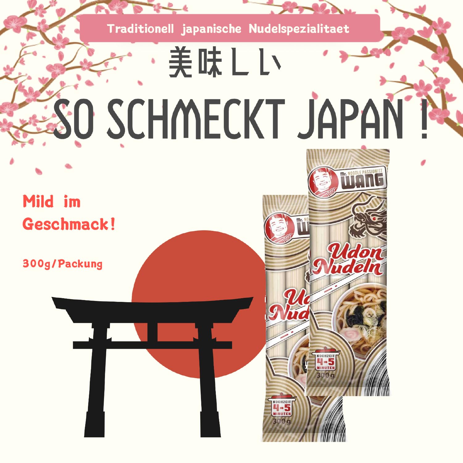 Mr. WANG Udon Pasta di grano giapponese per zuppe, insalate, ciotole e piatti wok