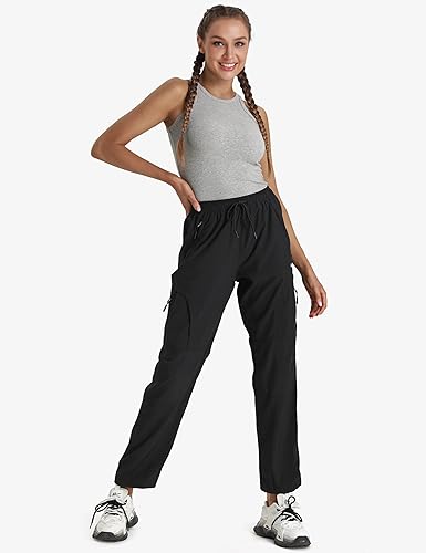 Miniatura 5 de Seamaid Pantalones de senderismo para mujer, de secado rápido, ligeros, resistentes al agua, con bolsillos con cremallera, viajes al aire libre