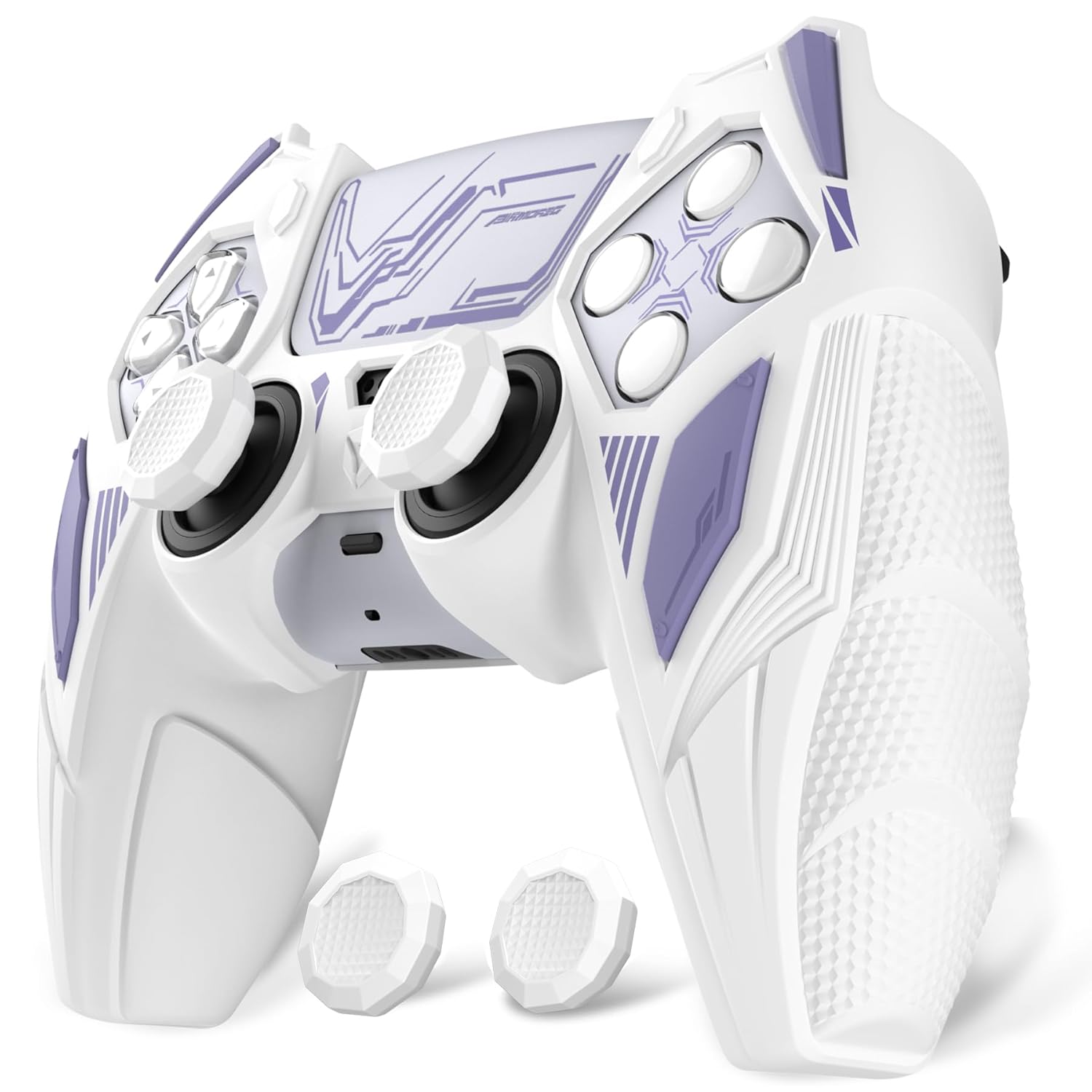 PlayVital Silicone Skin Set for PS5 Controller - Mecha Rhino Design Anti-Slip Grip Cover Protector Compatible with Charging
