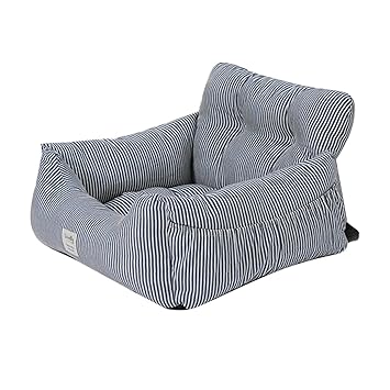 GG Enterprise Dog Car Carrier Soft Comfortable Pet Booster Seat Crate Car Armrest House Stripe 50x45x36cm