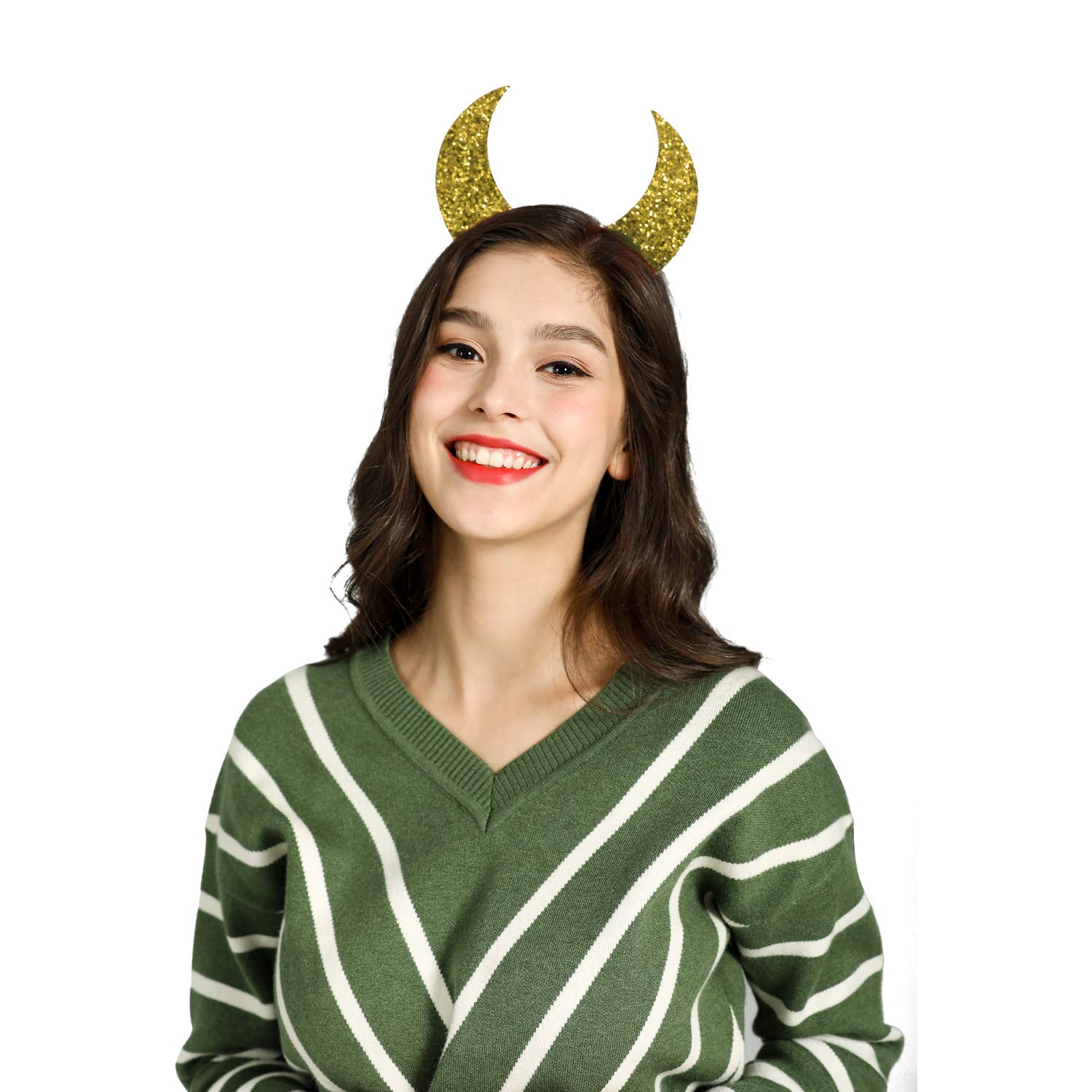 Girls Devil Horns Headband for Halloween (red): Beauty