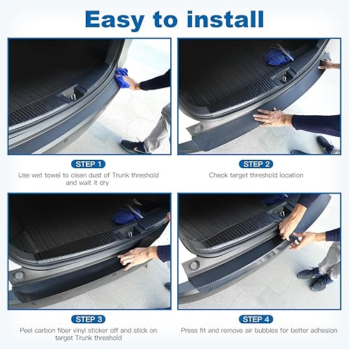 Miniatura 6 de Protector de parachoques trasero para SUVcamión, protector de maletero de piel de fibra de carbono, antiarañazos, 35.4 x 3.15 pulgadas, ajuste