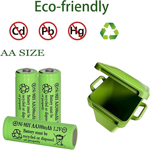 Miniatura 3 de Yibatopow Paquete de 16 pilas solares AA 300 mAh 1.2 V Ni-MH recargable doble A batería para luces solares al aire libre, luces de cadena, luces de