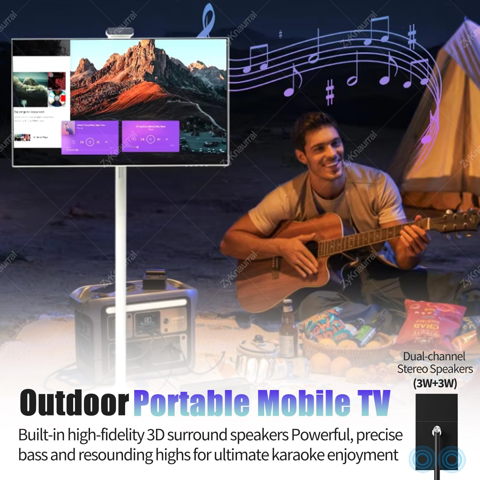 Smart TV portatile con touch screen FHD, sistema operativo Android, CPU Octa-Core, doppio altoparlante, lunga durata della batteria per casa e viaggio