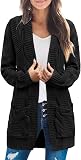 MEROKEETY Women’s 2025 Long Sleeve Cable Knit in Black