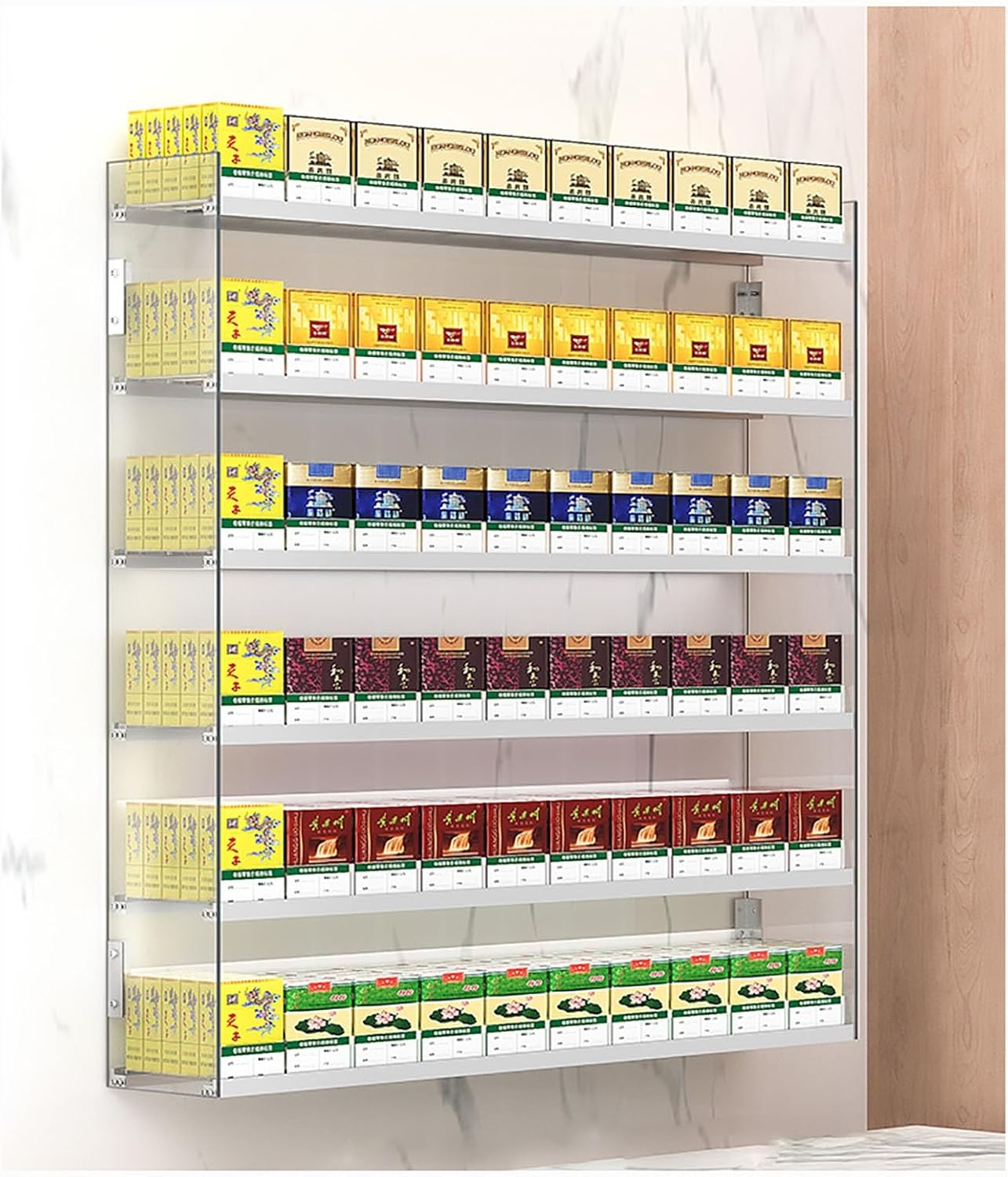 Store Display Shelves, Rectangular Cigarette Case Holder, Retail Cigarette Display Holder, Acrylic Wall Mounted Cigarette Rack, Automatic Cigarette Pusher for Stores Supermarkets,(Size : 62x16x50cm (