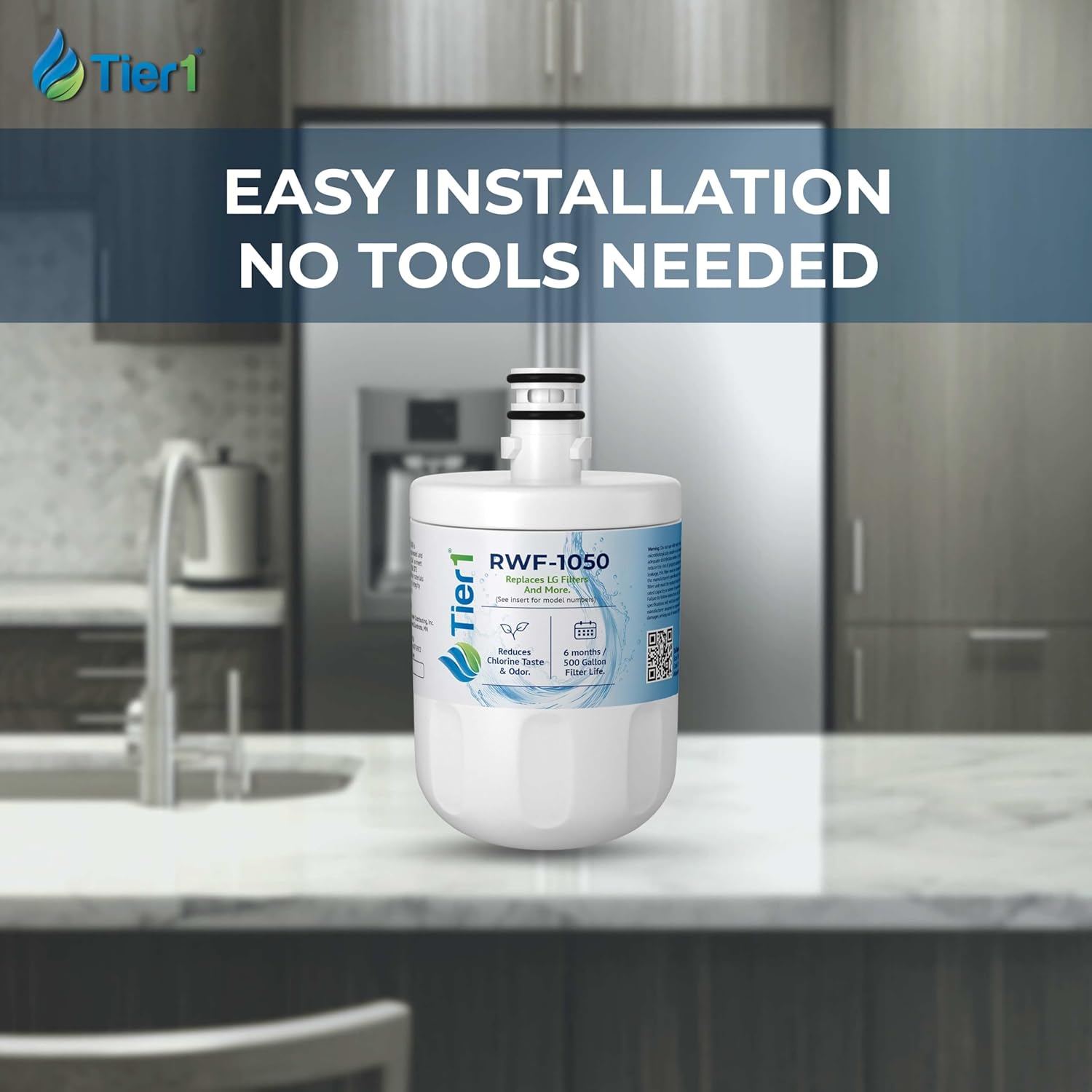 Tier1 RWF1050 5231JA2002A Refrigerator Water Filter | Replacement for LG LT500P & Kenmore 9890 Fridge Filter - Up to 12 Months Supply | Easy Install | Odor Control | Enjoy Great Tasting Water (2-pk)