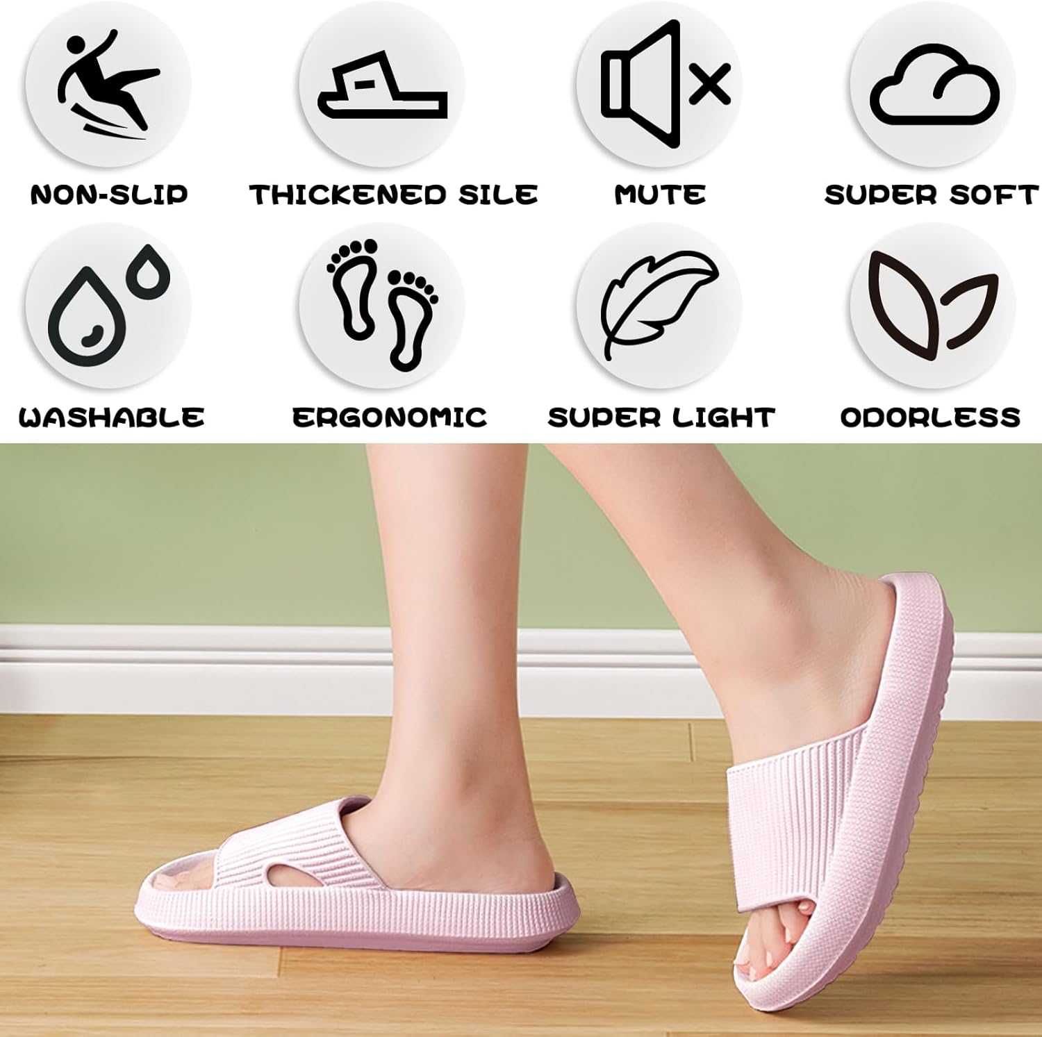 BHFRGAS Sliders Cloud Slippers Women Men,Non-Slip Mens Womens Slippers Cloud Sliders,Soft Flip Flops with Thick Sole for Shower Bathroom Pool Beach 7 71TPts0YnPL. AC SL1500