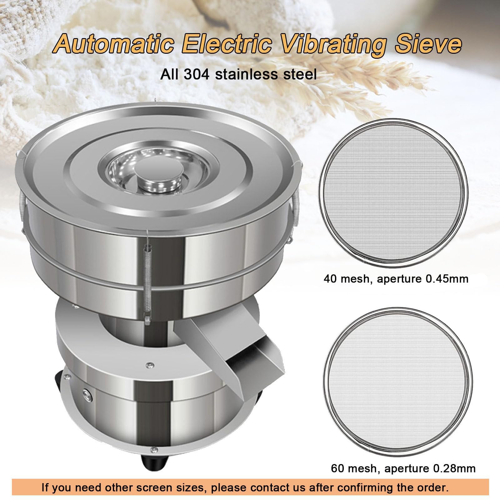 Agitador de tamiz automático, máquina de tamiz vibratorio eléctrico de acero inoxidable, 1350 RPM, para partículas de polvo y líquido