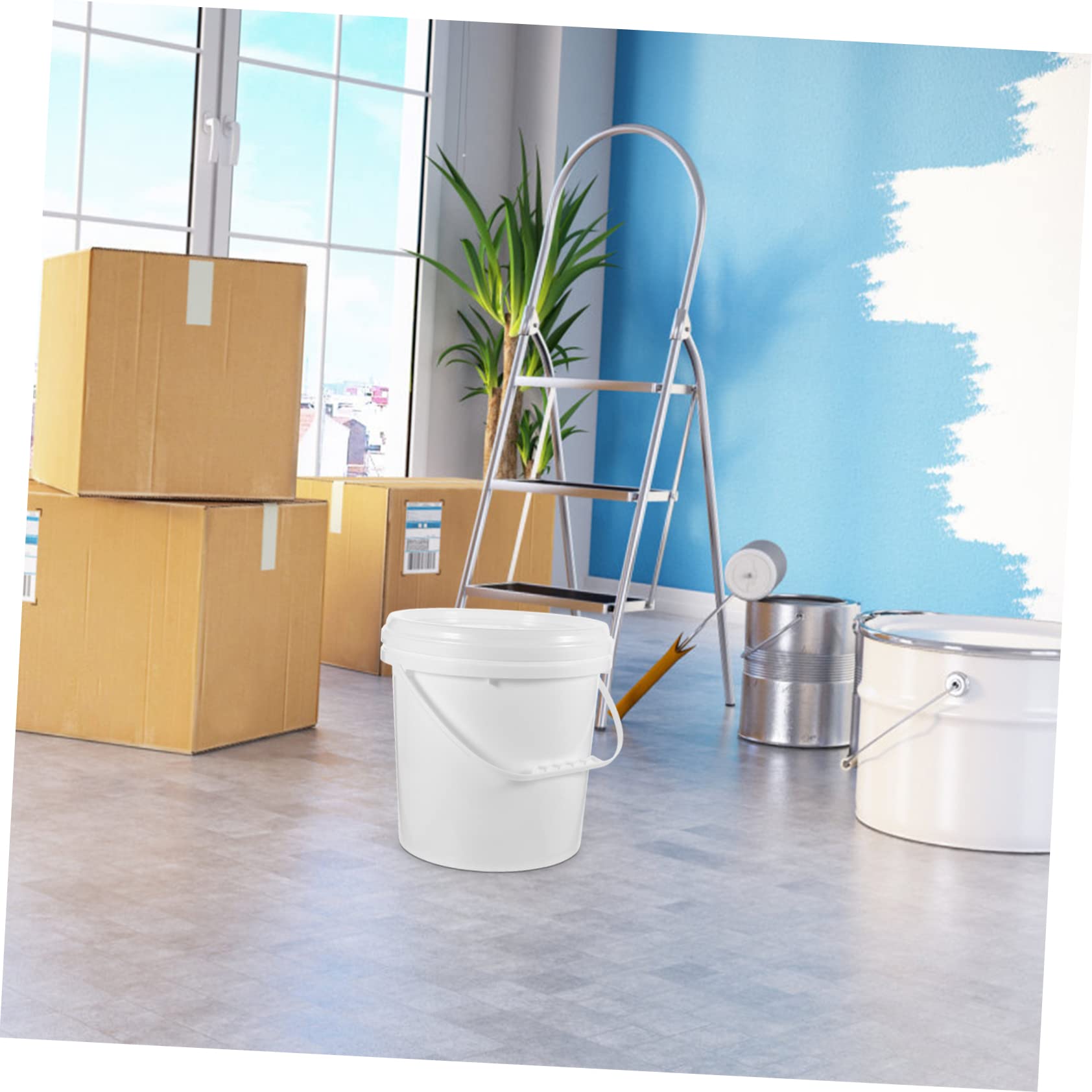 Cubo de Pintura de 10 litros con Tapa, Hdpe Blanco | Airtight, Asa Integrada, para Almacenamiento Diario y Embalaje de Pintura