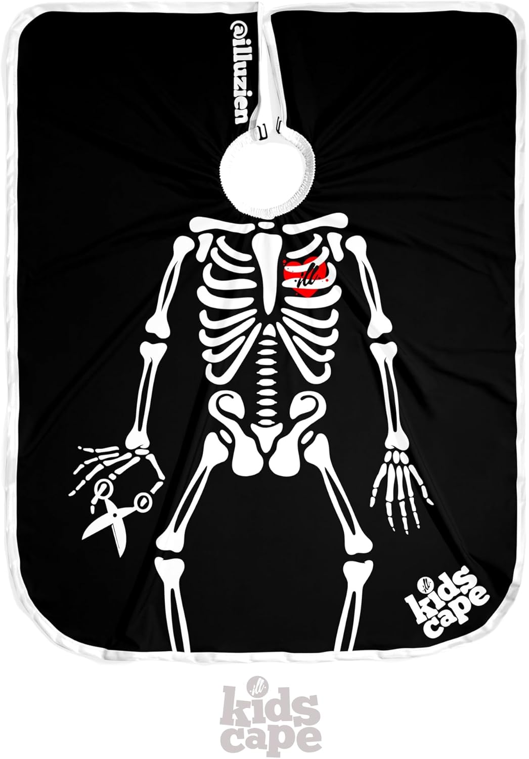 Illuzien Kids Skeleton PRO Cape – Barber Cape for Haircuts | Lightweight Kids Hair Drape for Salon or Home Use – Barber Accessories for Children