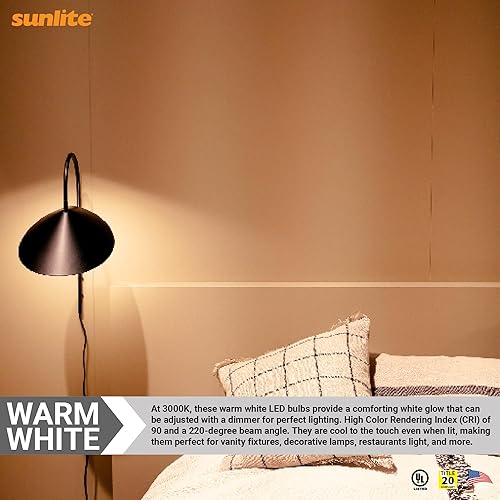 Miniatura 5 de Sunlite Bombilla LED G25, 6 vatios (equivalente a 60 W), base estándar E26, 500 lúmenes, regulable, esmerilado, 90 CRI, compatible con el título 20,