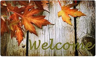 Front Door Mat Indoor Entry Way Doormat for Front Door Patio Non Slip Rubber Entrance Door Mats Fall Thanksgiving Decor (Maple Leaves)
