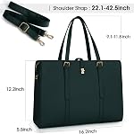 IGOLUMON Sac portable pour femmes 15.6 cuir inch Laptop Tope Bag Grand sac d'ordinateur imperméable Légère mallette Professional Business Office Work Bag, Dark Green
