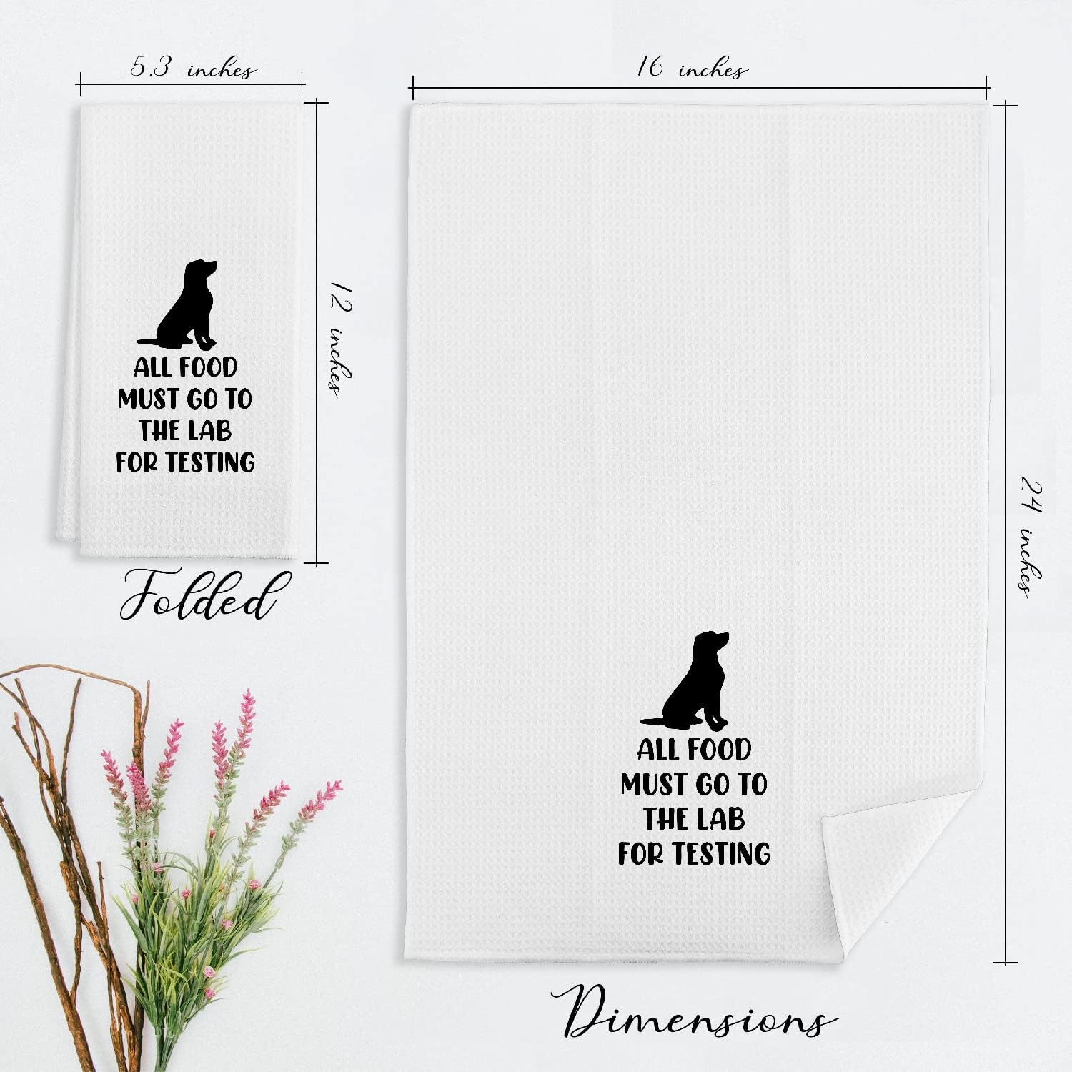 EIONEY All Food Must Go to The Lab for Testing Kitchen Towels,Dish Cloth Flour Sack Hand Towel for Farmhouse Kitchen Decor,24 X 16 Inches Cotton Dish Towels Dishcloths,Labrador Lovers Gifts - Image 4