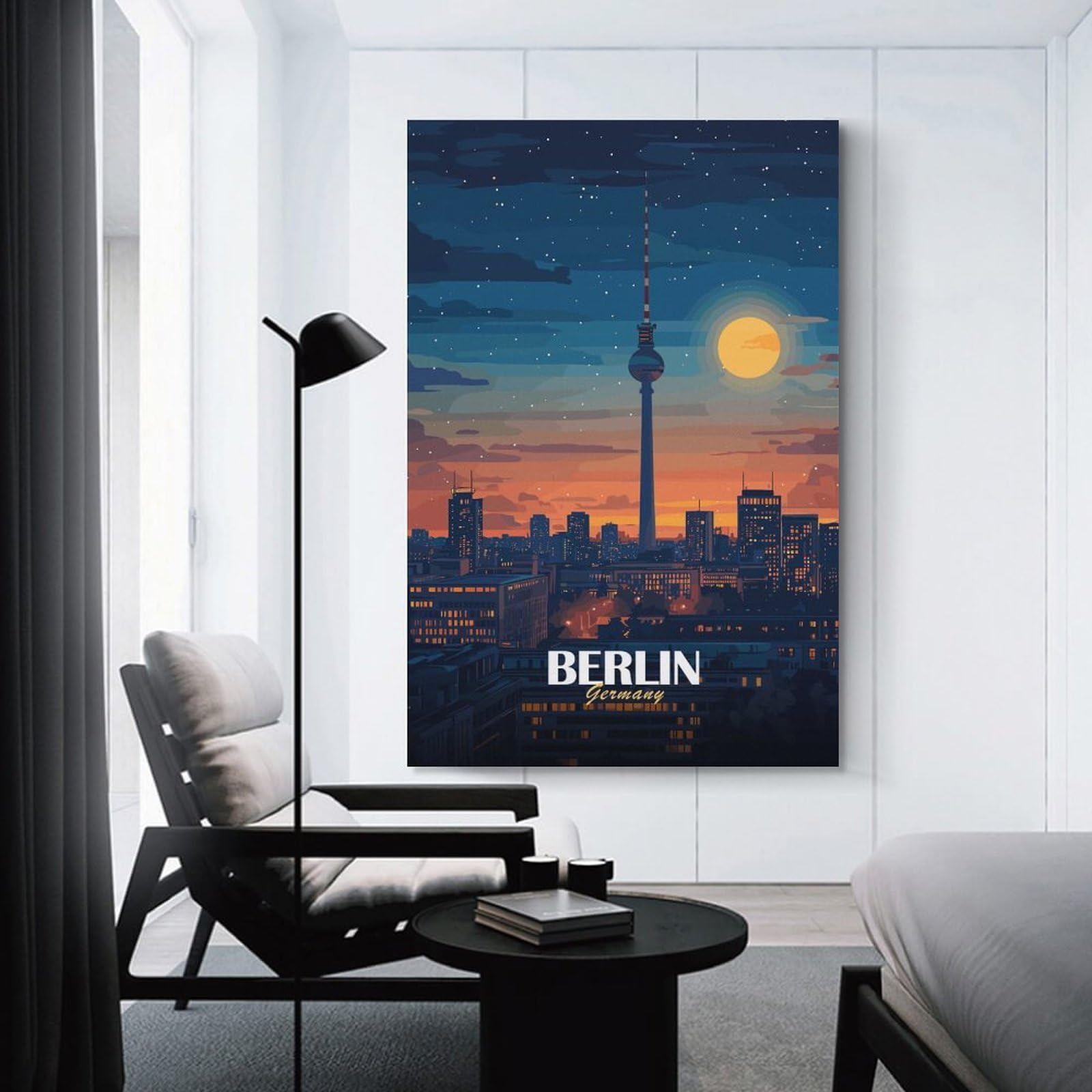 Junmoney Canvas Art Print Berlin Germany Cityscape, 24x36inch(60x90cm), for Office, Study Or Home Workspace, Wall Art That Adds Style to Work Areas