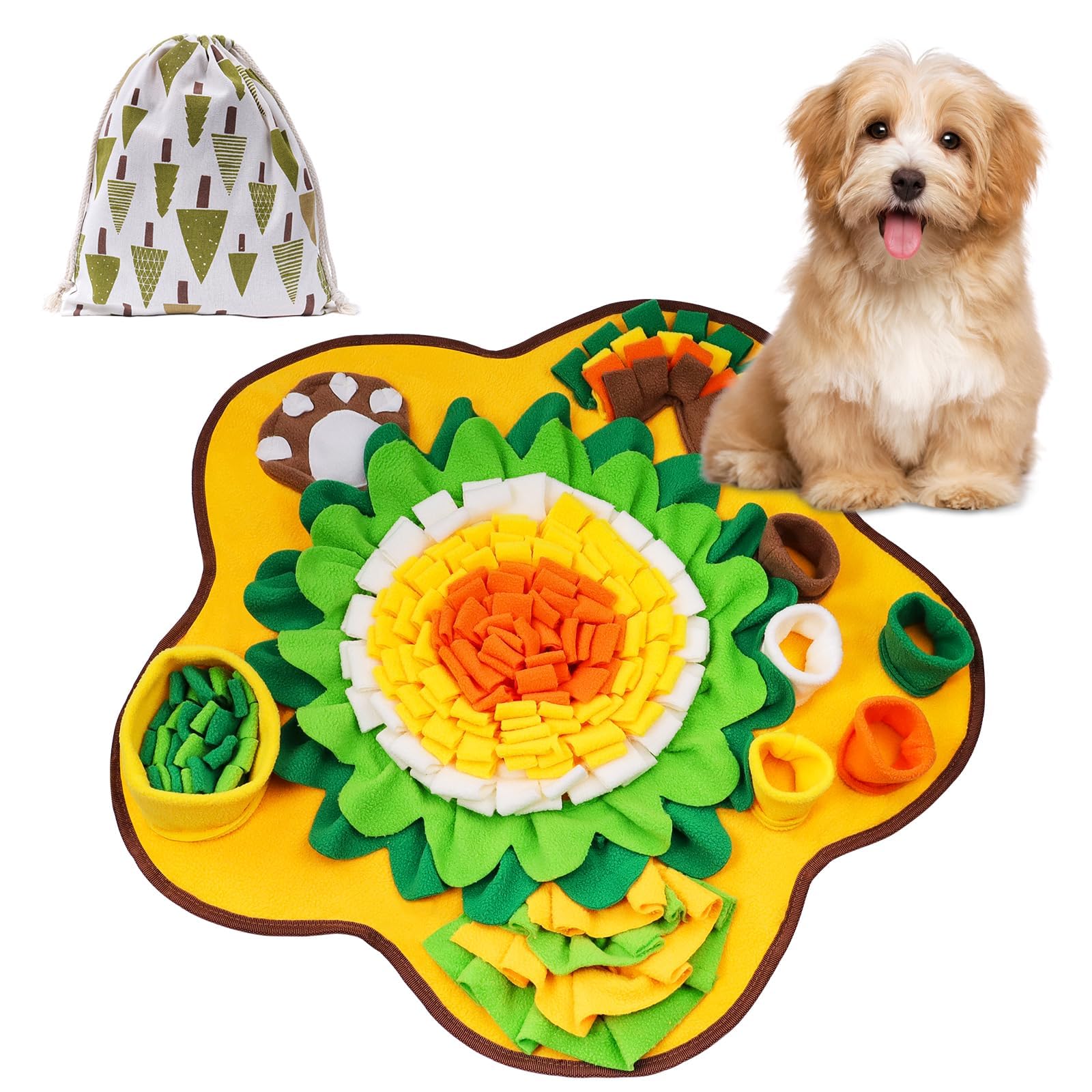 犬用嗅覚トレーニングマット 緑と黄色