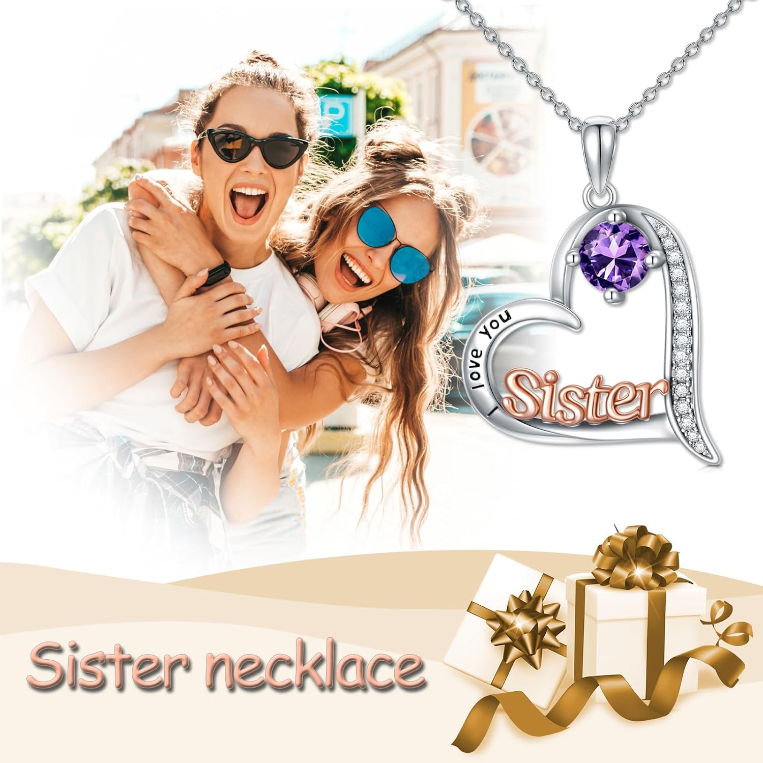 Gifts for Sister Necklace 925 Sterling Silver Birthstone Necklaces Friendship Jewelry Birthday Gifts for Women - Image 3