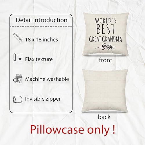 Miniatura 5 de Fundas de almohada de 18 x 18 pulgadas, el mejor regalo para el día de la madre, cumpleaños, la mejor abuela del mundo, funda de almohada decorativa