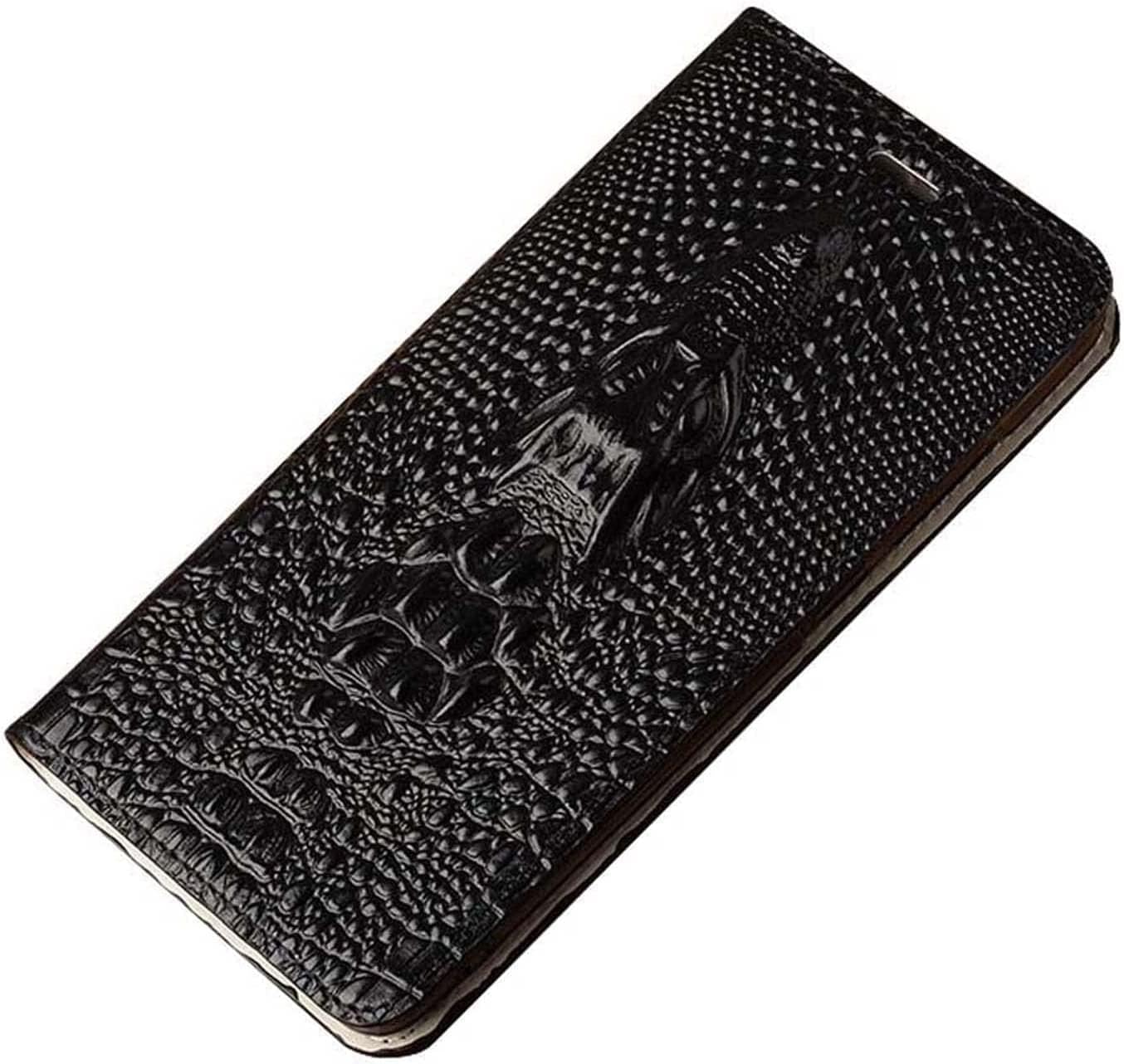 SCHIK Folio Case for Apple iPhone 14 Pro Max 2022, Crocodile Head Embossed Stent Function Flip Cover with Card Slot for Apple iPhone 14 Pro Max 6.7 inch (Color : Black)