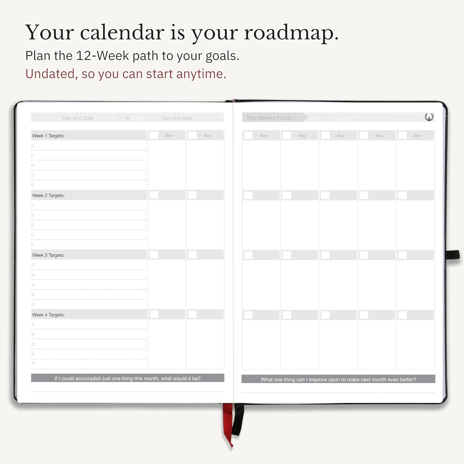 The Phoenix Journal - Quarterly Goal Planner, Daily Planner Journal & Organizer for Goal Setting, Productivity & Focus - Undated 12 Week Planner, Weekly & Monthly Planning, Habit Tracking - Hardcover (Crimson)